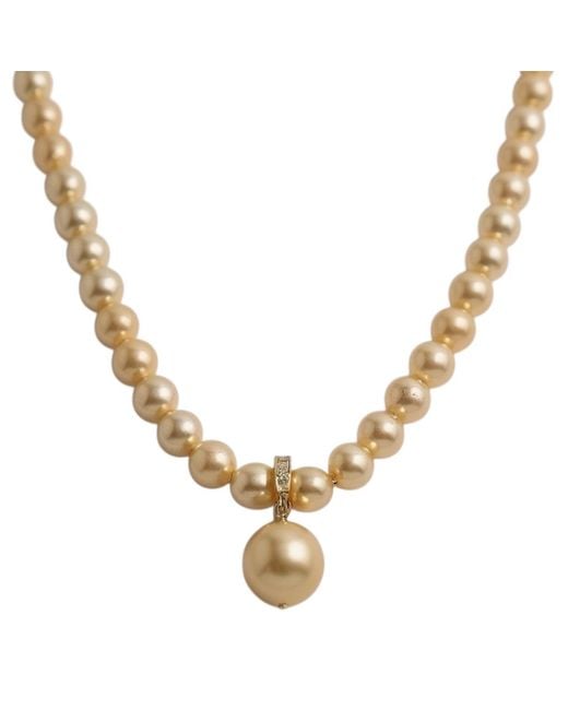 Ninemoo Metallic Belle Bow Signature Pearl Necklace