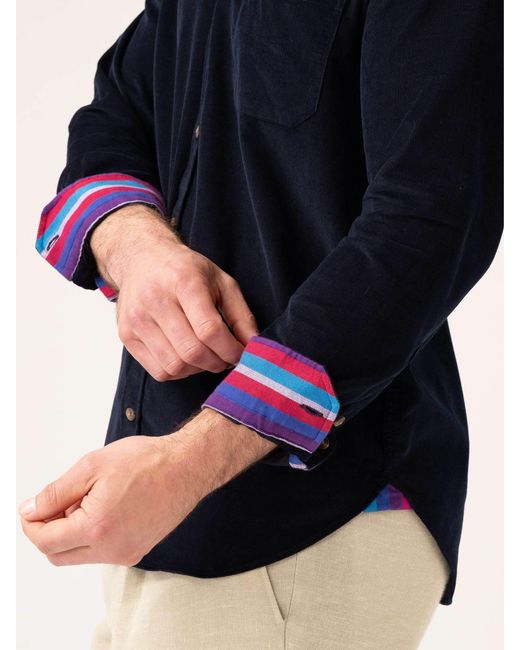 Koy Clothing Blue Dark Cord Shirt for men