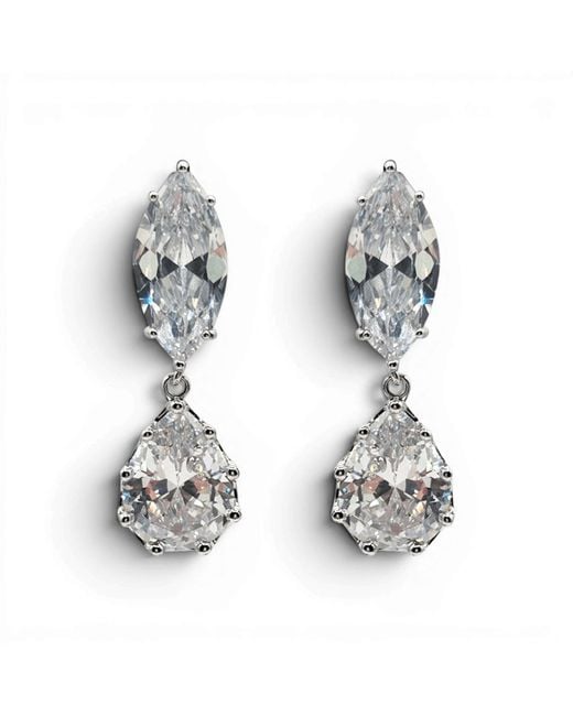 Michael Nash Jewelry Metallic Neutrals Nicole Marquise And Pear Shape Diamond Cubic Zirconium Clip On Earrings