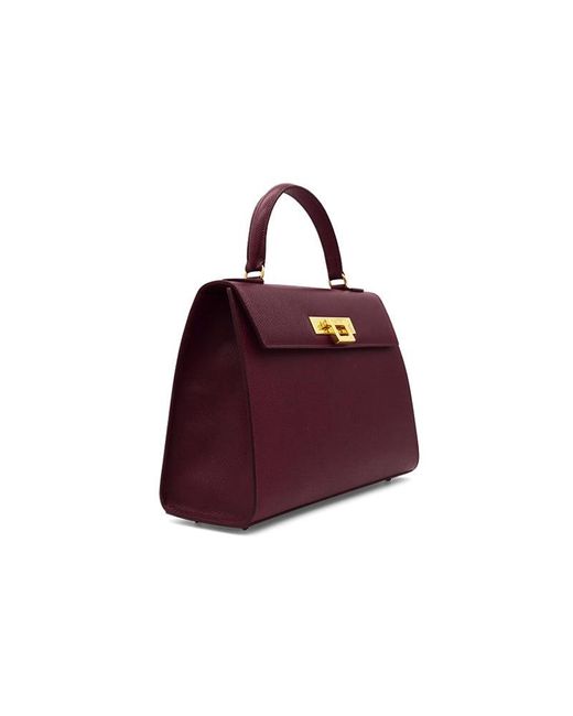 Lalage Beaumont Purple Fonteyn Large Dolomite Pebble Print Calf Leather Handbag