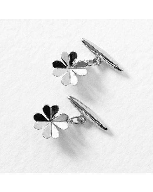 Lee Renee White Lucky Clover Cufflinks– for men