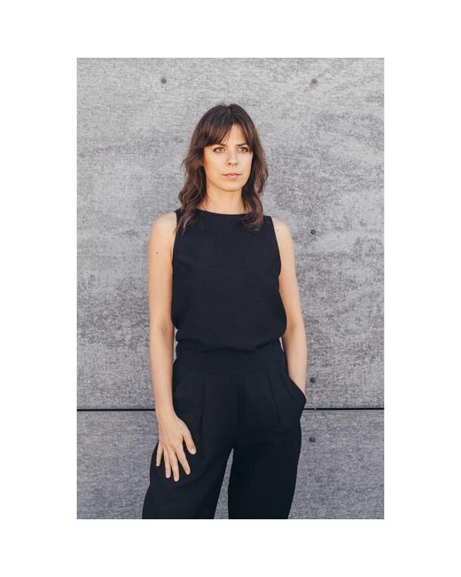 Oh!Zuza Black Echo Viscose Top With Wide Straps –