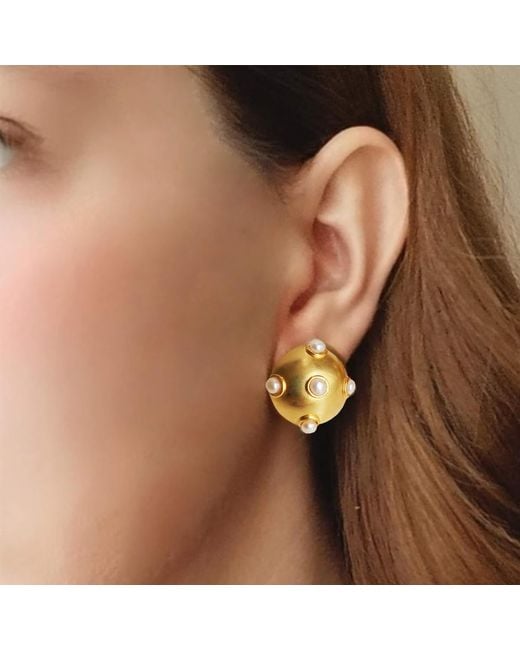 Nowart Jewelry Metallic Pearl Ball Earrings