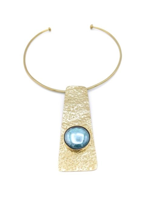 Lala Salama Metallic Hammered Brass Choker