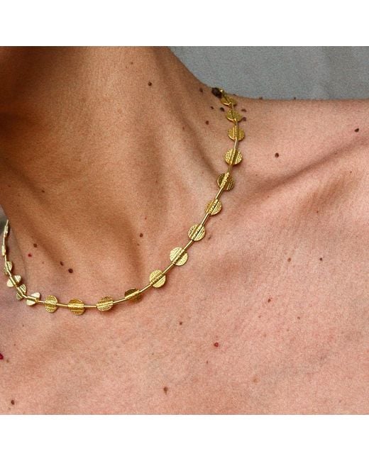 The Pheia Metallic Textured Disc Chain Necklace