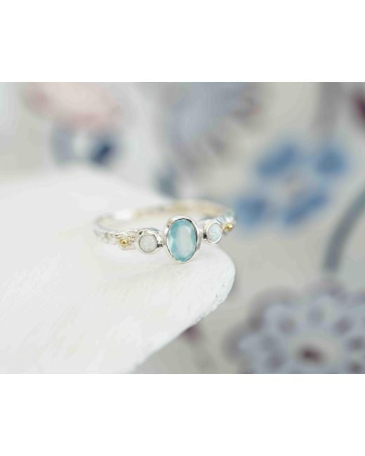 Isla Silver White Aqua Chalcedony & Opal Ring