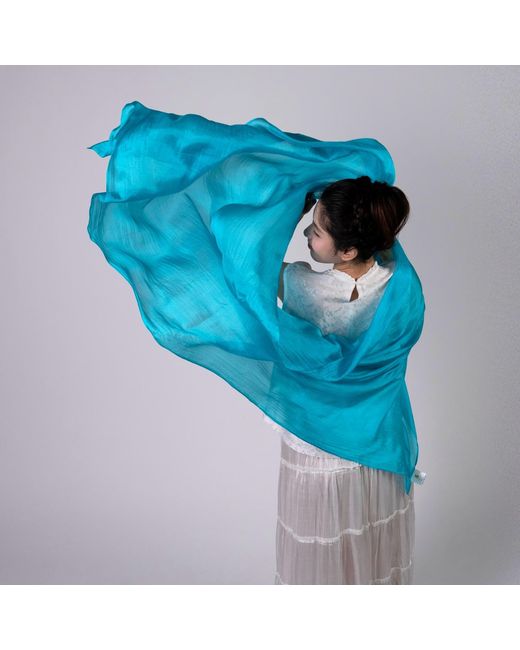 Silk and Bears Blue Mulberry Silk Scarf – Lightweight Handmade Shawl