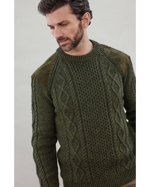 Paul James Knitwear Green Chunky Merino Wool Archiee Shooting Jumper for men