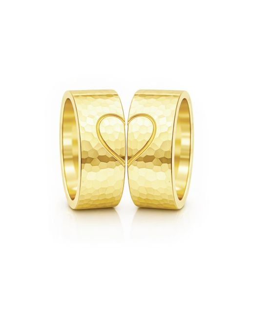 Unaloe Yellow Couple Heart Hammered Rings for men