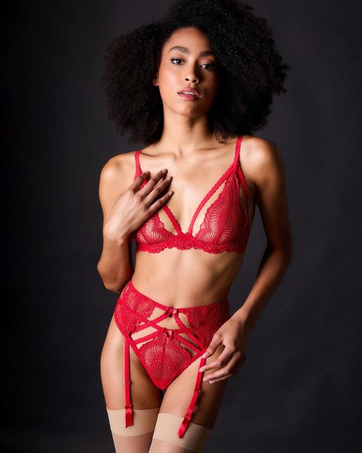 Journelle Red Natalia Suspender Belt Scarlet