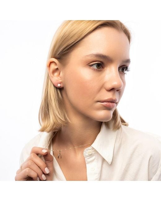 Spero London Metallic 9Ct Solid Pearl Stud Earrings