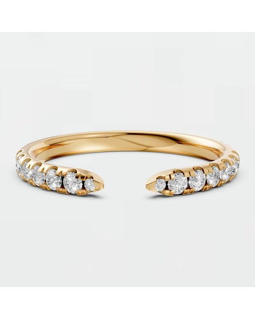 Aya Fine Jewelry Metallic Open Cuff Lab Diamond Pave Minimalist Stacking Ring