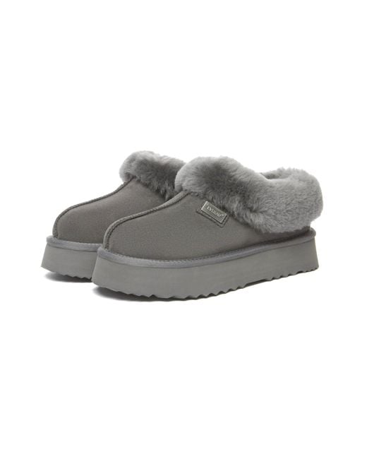 EverAu Australia Gray Topknot Leather Slippers