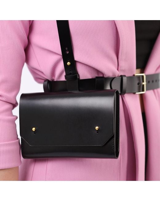 Haute Cuir Black Leather Envelope Harness Bag