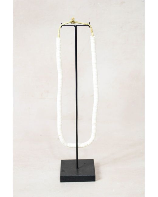 Botanical Boys White Handcrafted Ostrich Eggshell Heishi Necklace