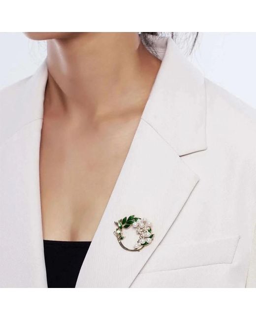Angel Barocco Green Pearl Jasmine Brooch