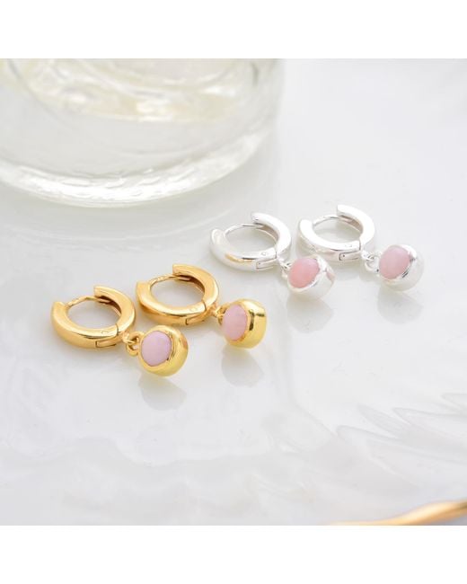 Nellou Jewellery Metallic Gem Hoop October Birthstone Earrings Plated Sterling