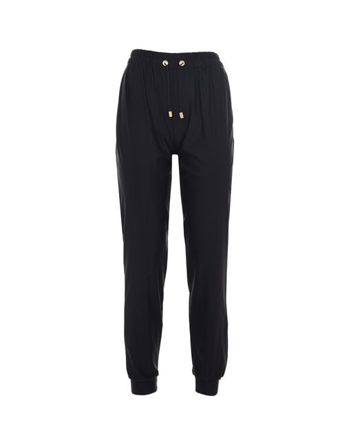 ANTONINIAS Blue Elegant Sweat Pants With Golden Details