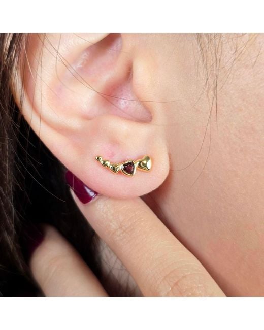 Harfi Metallic Dainty Love Heart Plated Stud Earrings