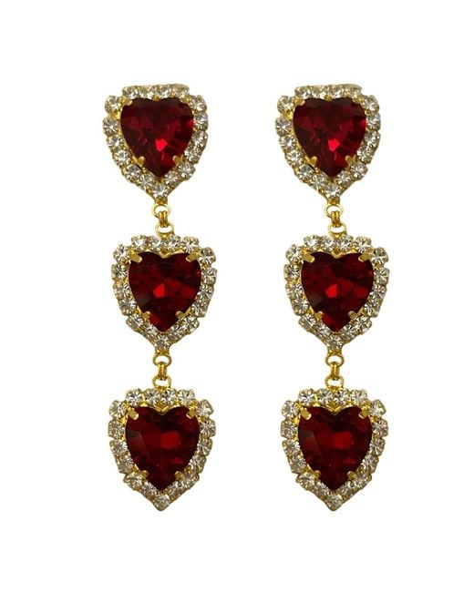 Achala Handcrafted Red Via Dell' Amore Ruby Heart Earrings