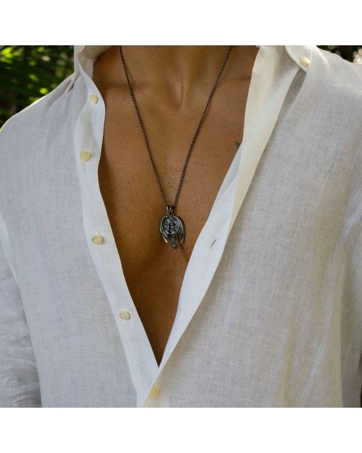 Ebru Jewelry Metallic Legendary Dragon Cross Sterling Necklace for men