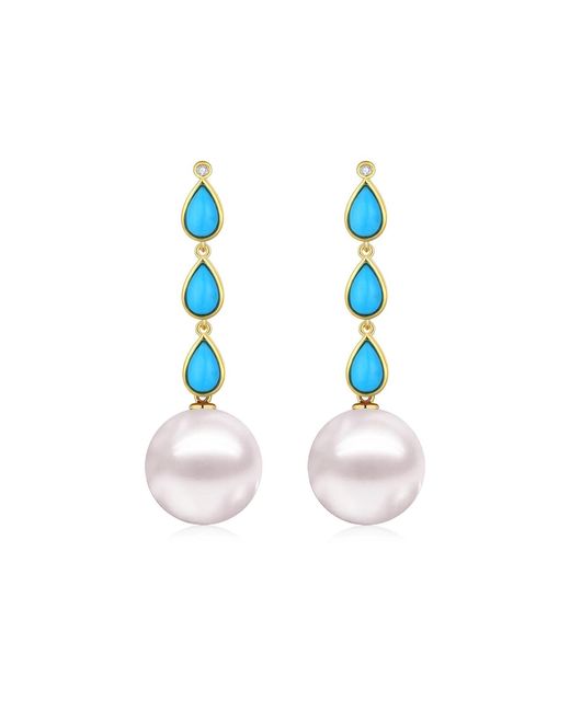 Kai Fine Jewelry Blue Solid Natural Turqouise, Diamond & Freshwater Pearl Venus Tears Convertible Drop Earrings