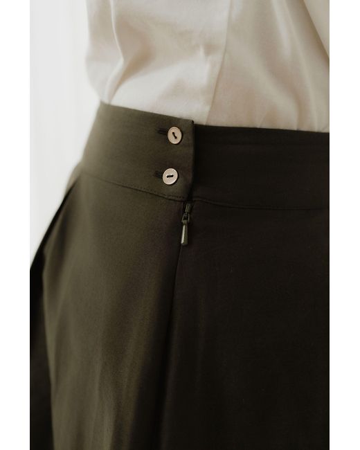 Sophie Cameron Davies Green Khaki Cotton Midi Skirt
