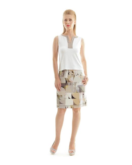 Conquista Natural A Line Print Skirt