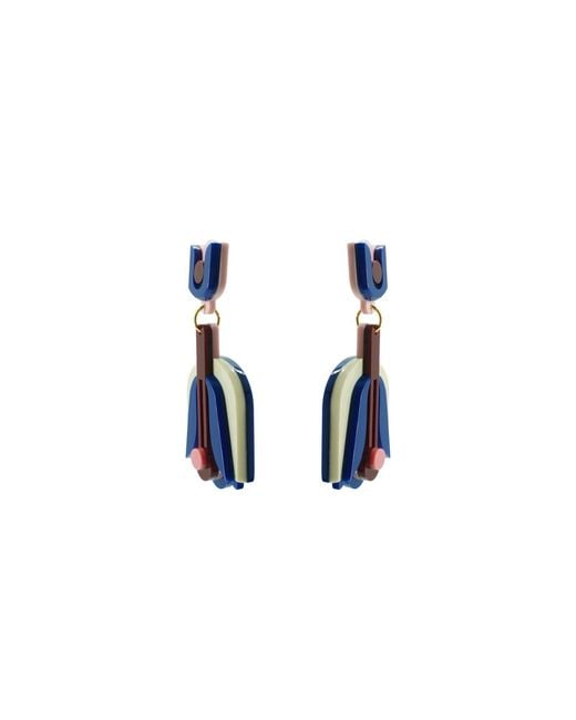 Gissa Bicalho Blue Handmade Acrylic Earring Pendant Nimphea
