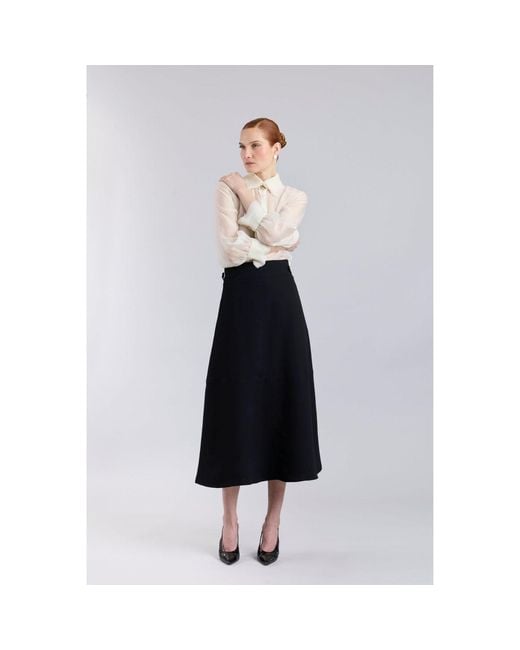 The Extreme Collection Blue Flared Midi Skirt
