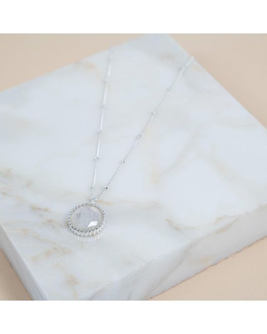 Auree Jewellery Metallic Neutrals Barcelona June Birthstone Necklace Moonstone