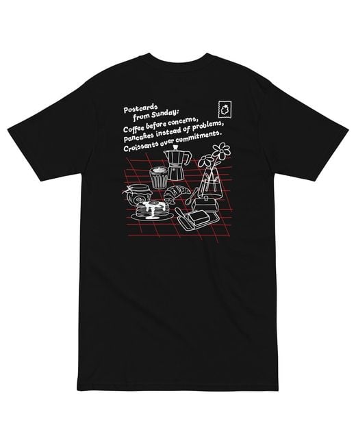 Anchor and Crew Black Gustatory Originals Postcards From Sunday Heavy Cotton Embroidered T-Shirt for men