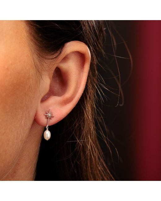 Scream Pretty Metallic Angel Star & Pearl Drop Stud Earrings