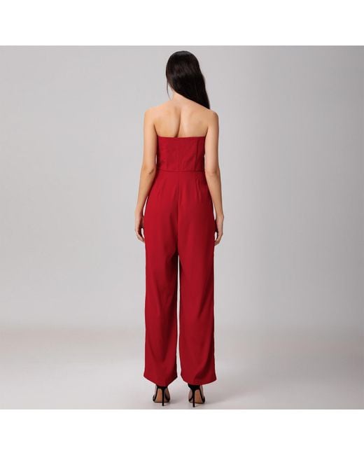 Smart and Joy Red Minimalist Bustier Jumpsuit
