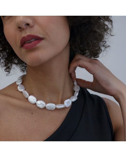 London Atelier Byproduct Blue Freshwater Irregular Square Pearl Necklace