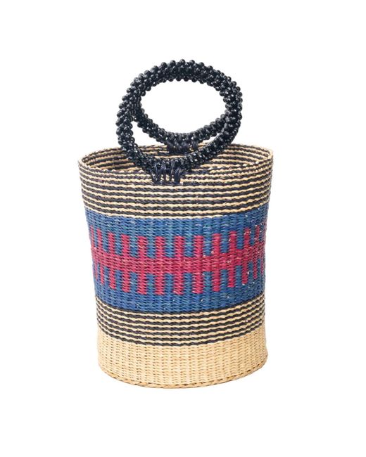 ORTUS Blue Naa Straw Bucket Bag