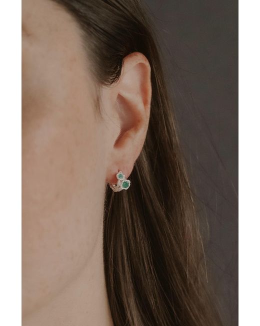 Claire Hill Designs Green Chalcedony Twisted Branch Huggies