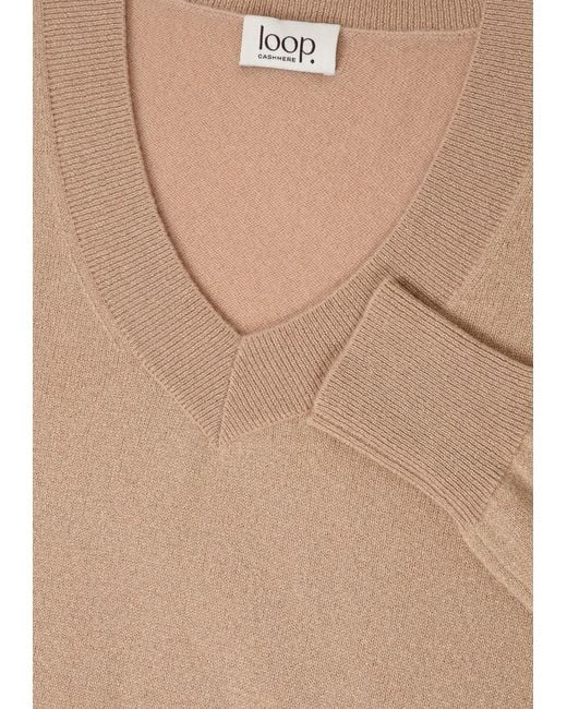 Loop Cashmere Natural Neutrals Lurex V Neck Sweater