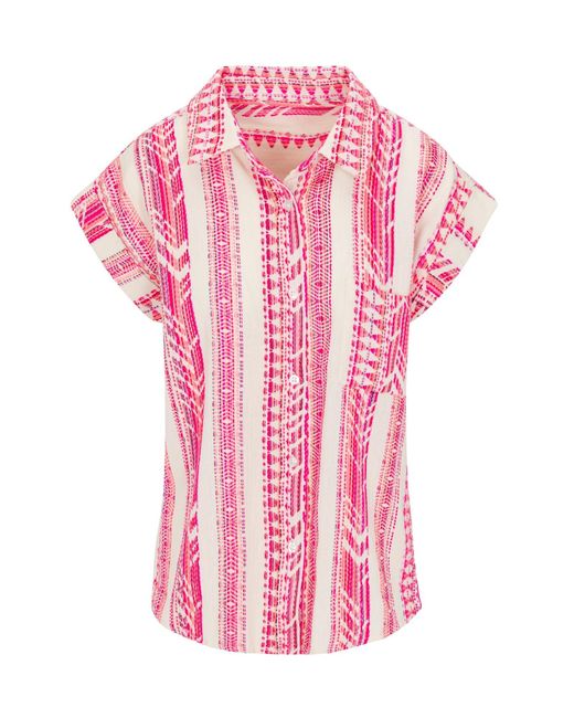 Meghan Fabulous Pink Astra Reef Goddess Embroidered Blouse