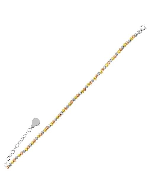 Spero London Metallic Beaded Three Rose Sterling Handmade Bracelet