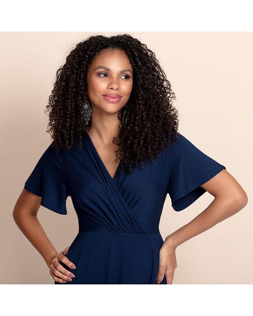 Alie Street London Blue Petite Waterfall Midi Dress