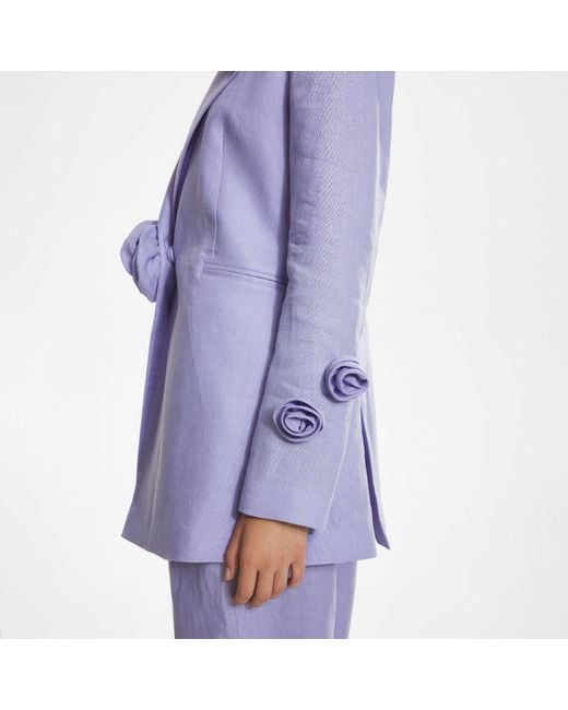 Lita Couture Purple Wide-Leg Trousers