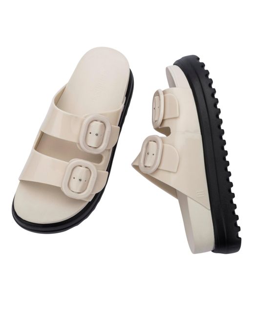 Melissa White Textured Platform Slide Sandals