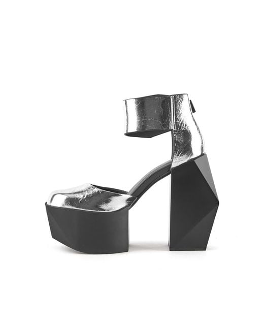 United Nude Gray Metallic Mary Jane Heels
