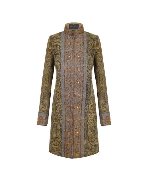 Beatrice von Tresckow Brown Rosette Wool Paisley Shawl Jacket