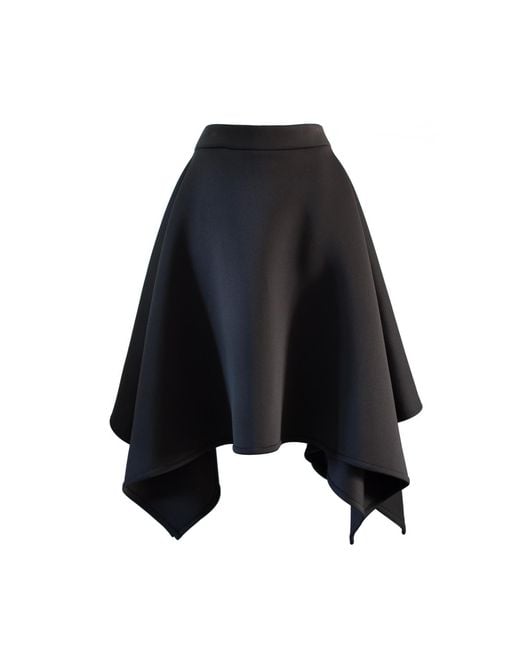 Laura Daili Black Sharp Midi Skirt
