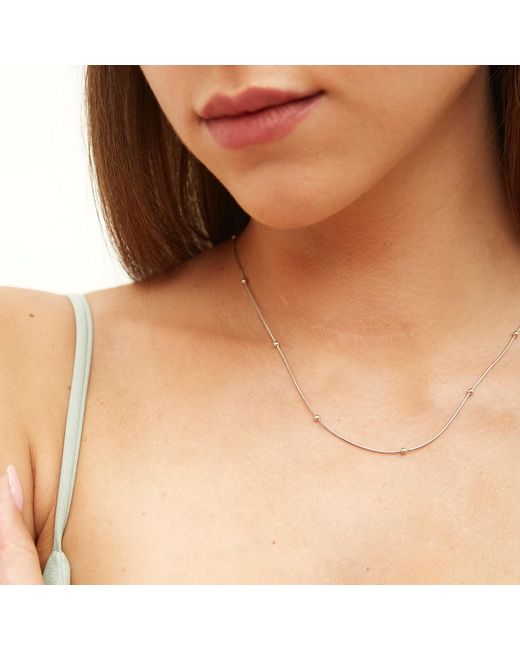 Spero London Metallic Italian Fine Chain Sterling Satellite Beaded Necklace