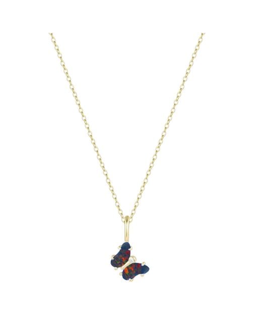 KAMARIA Metallic Mini Opal Butterfly Charm Necklace
