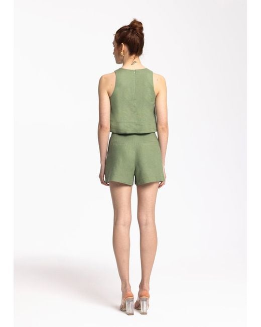 Monlicia Green Lena Linen Top