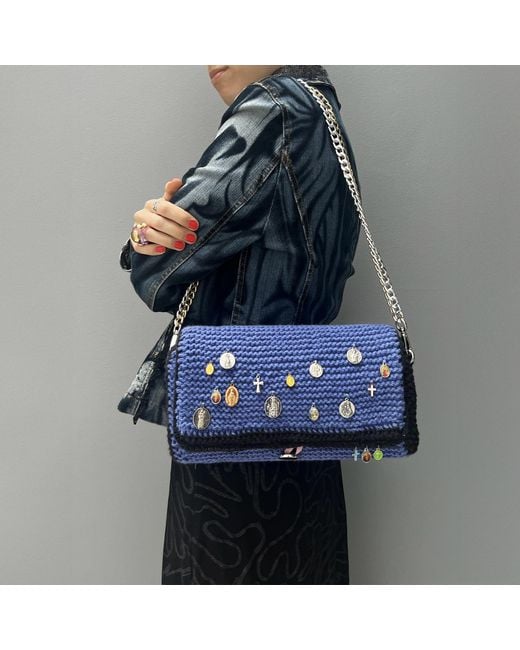Hilo De Mar Blue Xuntanza Hand Knitted Bag With Medals